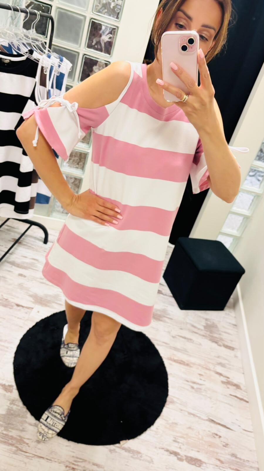 Sukienka Pasy Pudrowy Róż  (2)