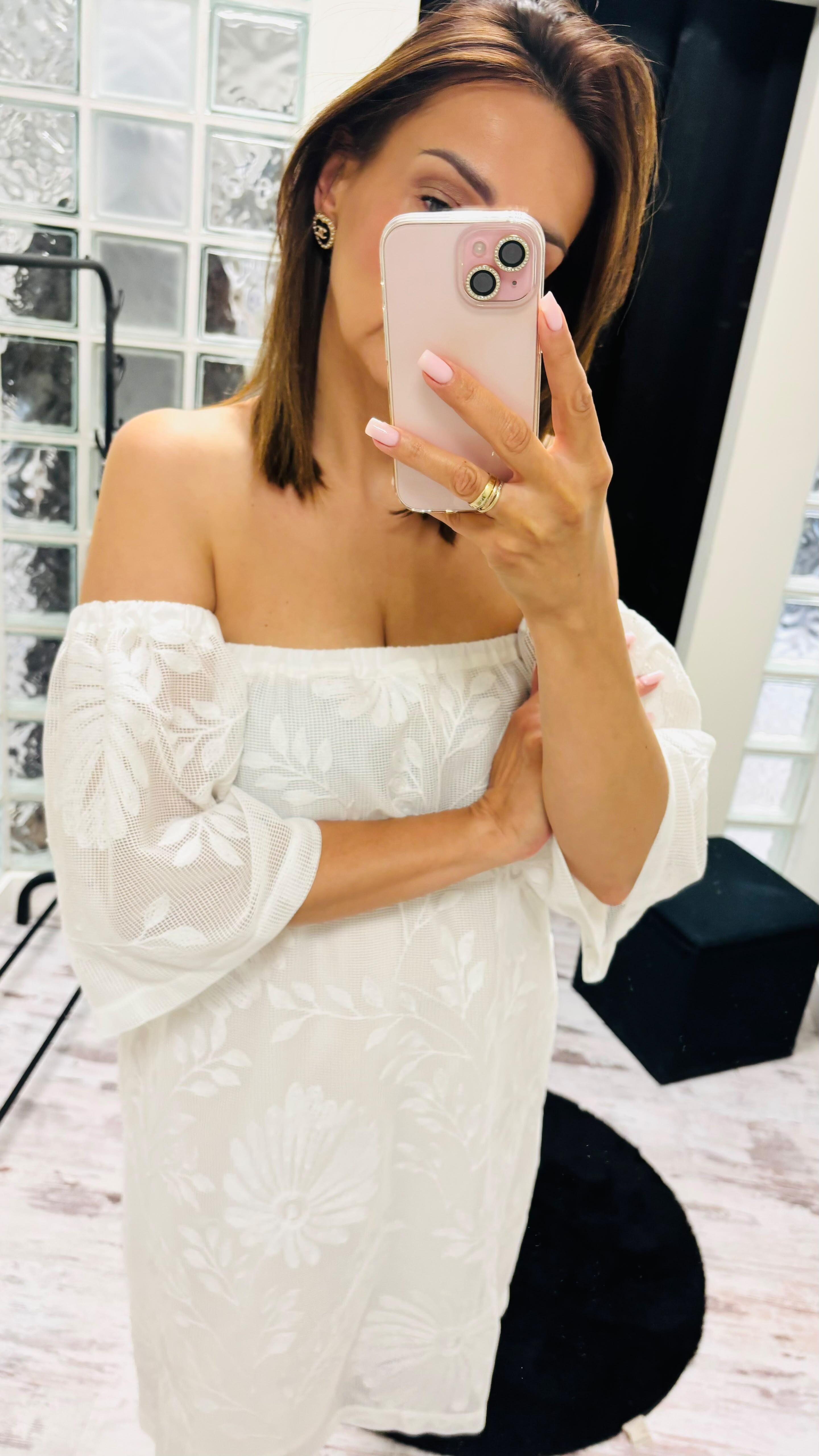 Sukienka Rękaw Off White  (2)