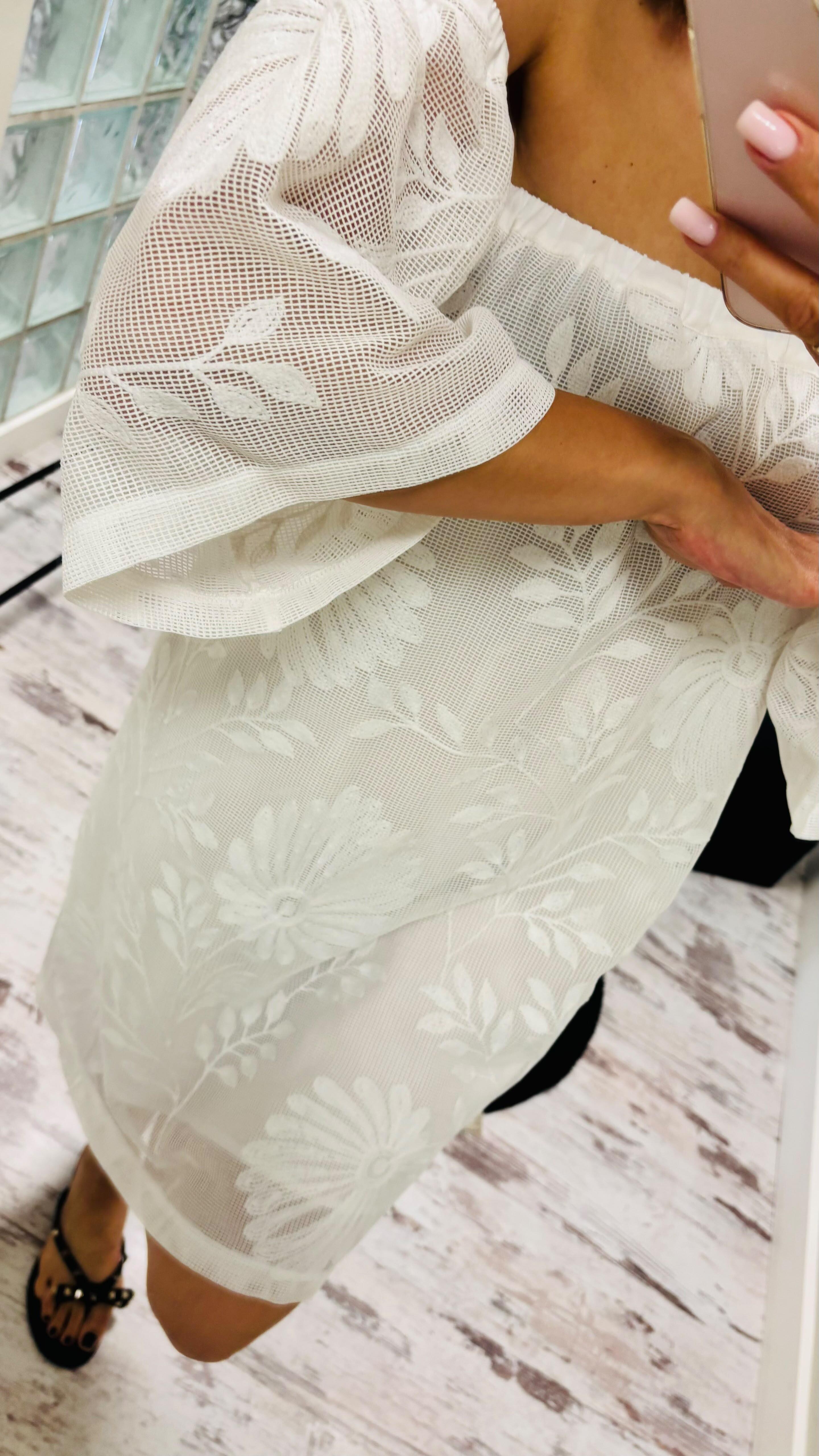 Sukienka Rękaw Off White  (3)