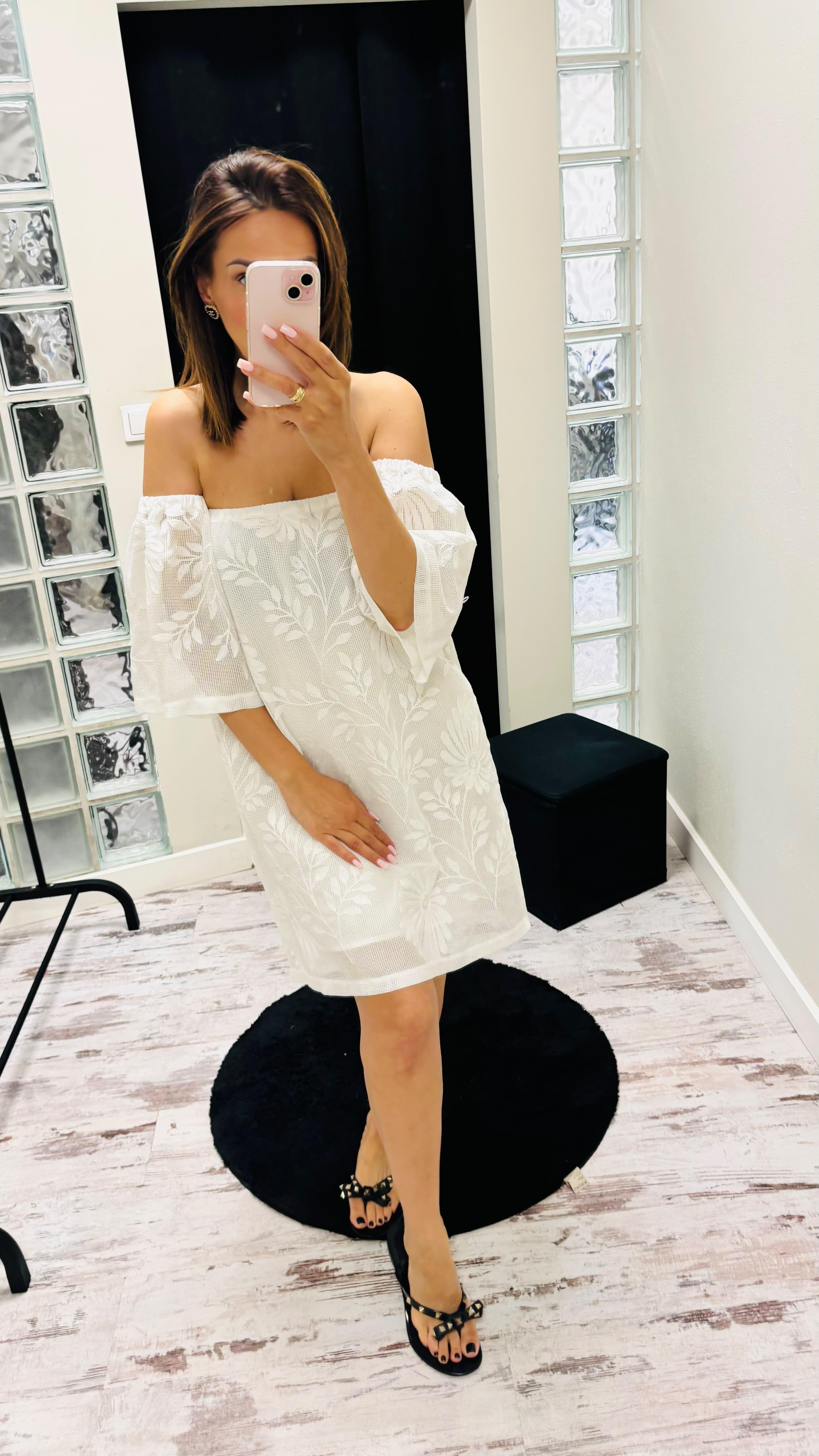 Sukienka Rękaw Off White  (4)