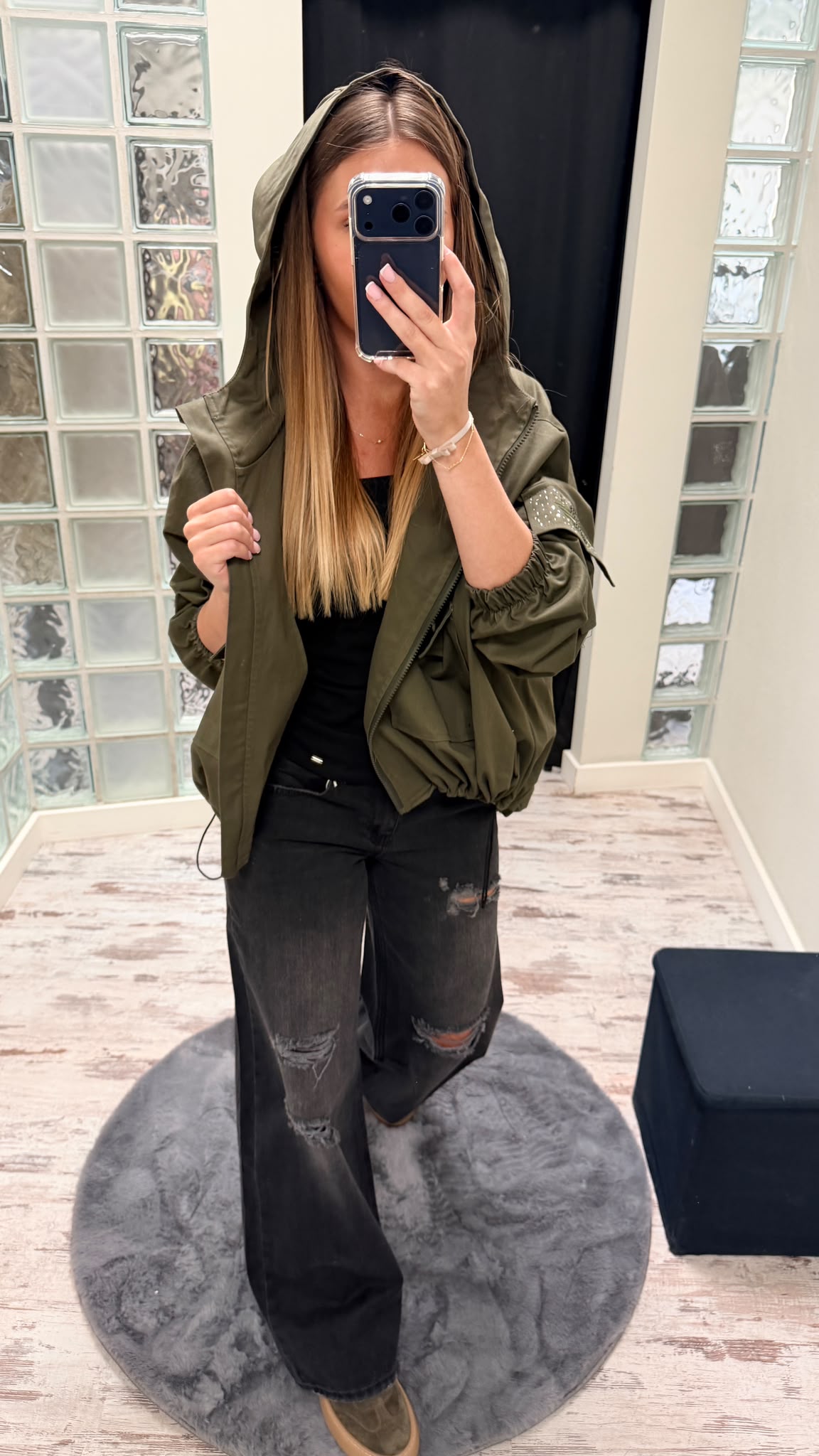 Bomber z Kapturem Eukalypto Olive 